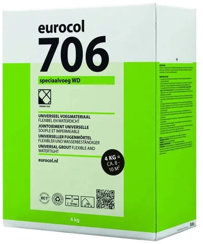 Eurocol 706 Speciaalvoeg WD - voegmortel voor wand- en vloertegels - zilvergrijs - 2,5 kilo