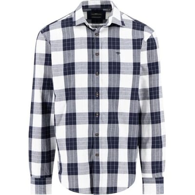 Fynch-Hatton Overhemd Modern Flanel Check Kent Collar Navy / male