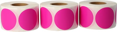 3x 500 Etiketten Rond Roze Stickers 35 mm op Rol - Label Blanco Stickers Gekleurd - Sluitzegel - Dappaz