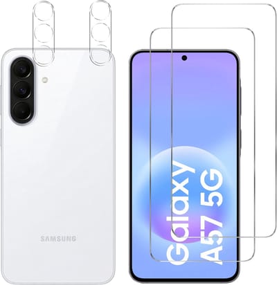 Screenprotector geschikt voor Samsung Galaxy A57 5G - 2 stuks Beschermglas van glas Transparante glazen schermbeschermfolie + 2 stuks Camera Protector