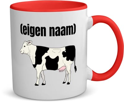 Akyol - koe met eigen naam koffiemok - theemok - rood - Koe - boeren/koeien liefhebbers - iemand die houdt van koeien - verjaardag - cadeau - kado - geschenk - 350 ML inhoud