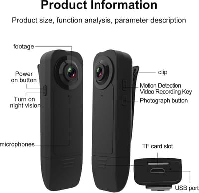 HD 1080P Bodycam met Nachtzicht en Bewegingsdetectie