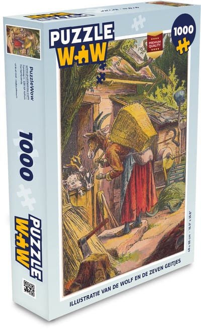 Puzzel Illustratie van de wolf en de zeven geitjes - Legpuzzel - Puzzel 1000 stukjes volwassenen