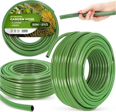 Tuinslang Groen - Flexibele Slang - Water Geven - Versterkt 3-Laags - 50 Meter 1/2 Inch