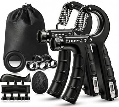 Namajunas - 2 Verstelbare handtrainer - Handknijper - Vingertrainer - Grip trainer 5 tot 60 KG - Automatische Teller - Stressverlagende gripbal - Weerstandstraining set voor atleten & thuisgym - Onderarm trainer - Knijphalter, Stretcher