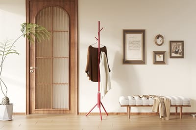 Staande Kapstok Kassie | Ø48 X 174 Cm | Rood / Metaal - Rousseau - Staande Kapstokken - Rood - Metaal