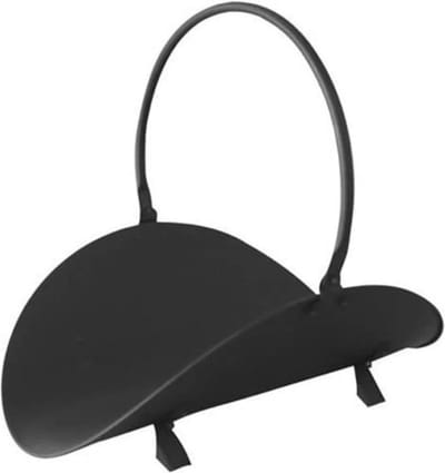 Houten mand voor haardhout – 34,5x41x48cm – Zwart metaal draagmand