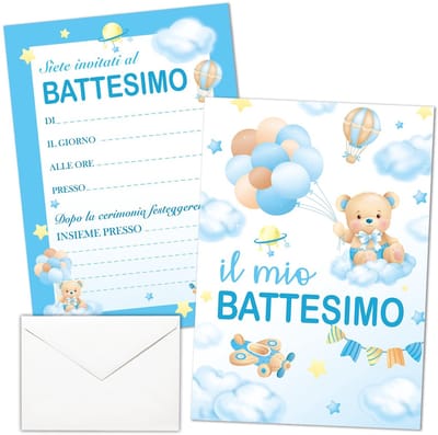 Dailygoods- Doopkaart 20 Stuks - Uitnodigingskaarten Jongens - Blauwe Uitnodiging - Feestuitnodiging - Kinderfeestje - Hoge Kwaliteit