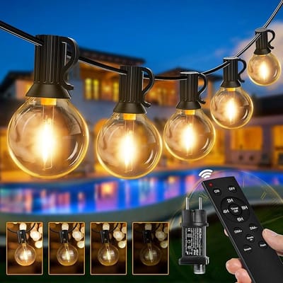 Lichtsnoer Buiten 20 Meter - Dimbaar met Afstandsbediening - 25+2 G40 LED Lampen - IP45 Waterdicht - Prikkabel voor Tuin Terras Balkon Camping en Feest