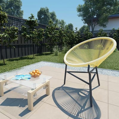 Acapulco Stoel - Buitenstoel Rotan - Terras Ontspannen - Gepoedercoat Stalen Frame - 69 x 66 x 87 cm - Beige