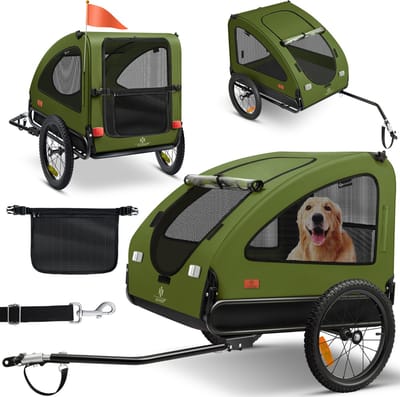 KESSER® Hondenfietskar tot 45 kg 2in1 Fietskar Hond - Khaki