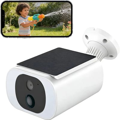 TWUFY Solar Camera - Beveiligingscamera Draadloos Buiten - Buiten Camera met Nachtzicht - Buiten Camera met Zonnepaneel - Bewakingscamera voor Buiten - Beveiligingscamera Buiten - 4MP Ultra HD - Met wifi en App - Wit