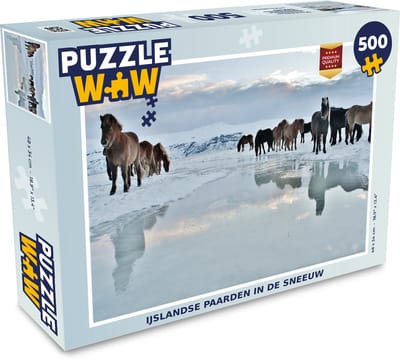 Puzzel Paarden - IJs - Sneeuw - Legpuzzel - Puzzel 500 stukjes