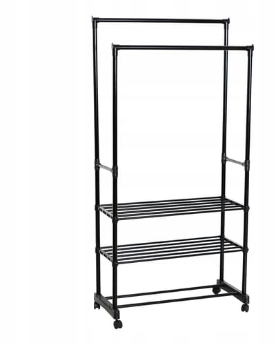 Metalen Kledingrek met Wielen en 3 Planken - 165x79 cm