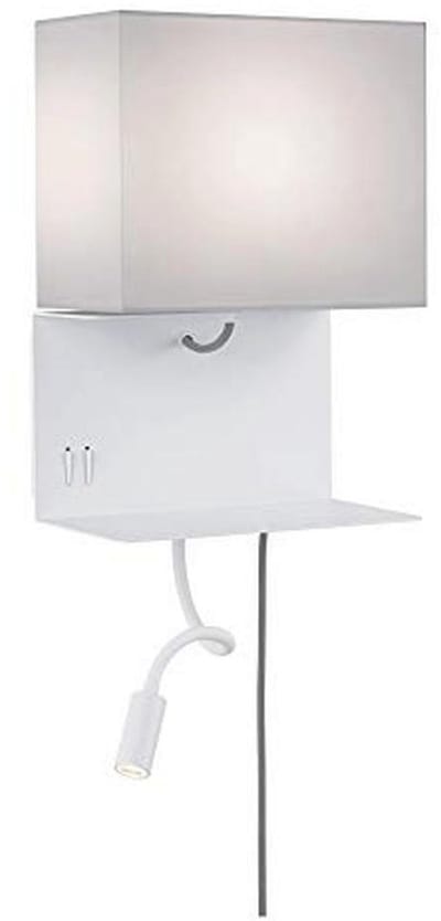 LED Wandlamp met Plank en Leeslamp - Grijs/Wit, Moderne Verlichting met USB Aansluiting