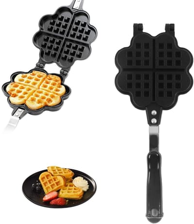 Allecto - Wafelijzer - Gietijzeren Wafel Maker - Non-Stick Coating - Hartvormig - Perfect voor Ontbijt - Voor Heerlijke Wafels - Geschikt voor Thui...