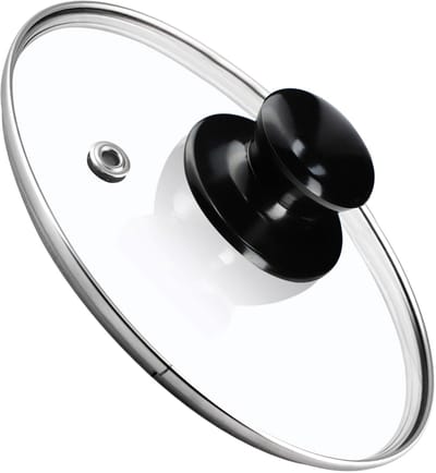 KADAX Pandeksel, universeel deksel van glas met glanzend zwarte handgreep, hittebestendig deksel in verschillende maten, pannendeksel, glazen deksel voor pot, pan (18 cm)