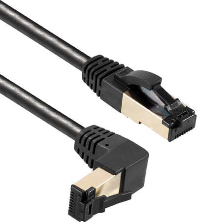 S/FTP CAT8.1 40 Gigabit netwerkkabel haaks naar boven / recht / zwart - LSZH - 0,50 meter