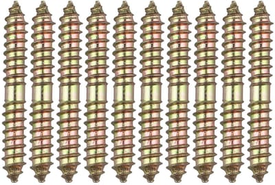 Dailygoods- Schroeven M8 - Hout voor Hout Deuvelschroef - Zelftappende Schroeven - 10 Stuks - Bronskleur - Totale Lengte 60 mm