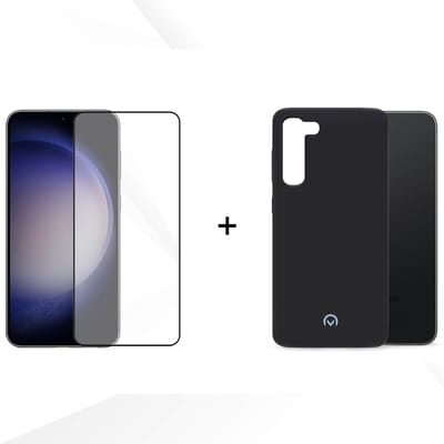 Bundel: Samsung Galaxy S23 screenprotector gehard glas Edge to Edge + Soft Case - Mat Zwart