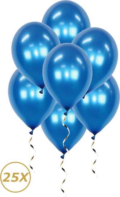 Blauwe Helium Ballonnen Gender Reveal Versiering Feest Versiering Ballon BabyShower Metallic Blauw - 25 Stuks