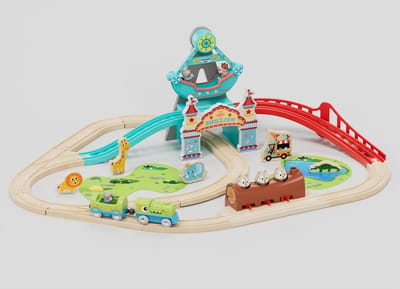Dinosaurus-locomotief elektrische trein speelgoed voor kinderen vanaf 3 jaar, houten trein set, leuk cadeau voor peuters en kleuters