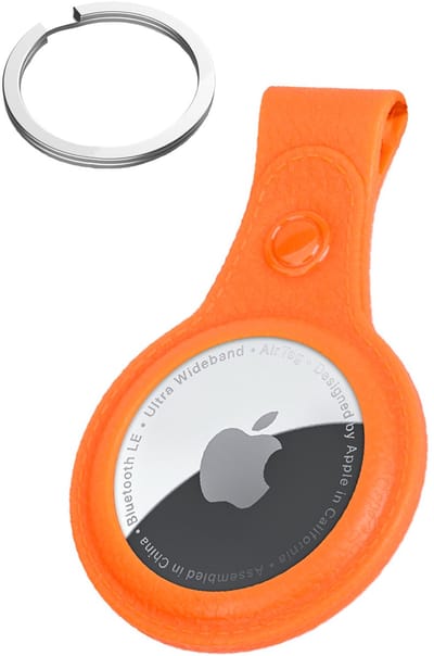 Hoesje Geschikt voor Apple AirTag 2-Sleutelhanger Hoesje Leer - Sleutelhanger Hoes Hoesje Geschikt voor Apple AirTag 2e generatie Case - Oranje
