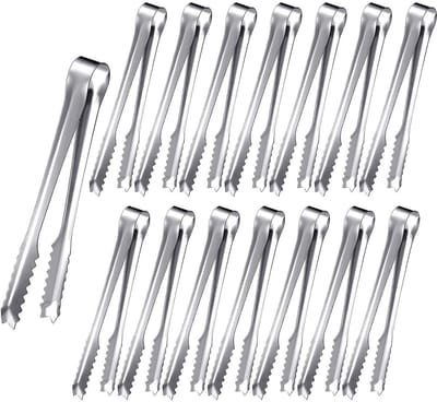 TOVBMUP 15-pack - Metalen ijstangen - Serveertangen - IJstangenset - Saladetangen - Gebaktangen - Snoeptangen - Koken - Serveren - Geschikt voor bruiloften, bars, feesten, buffetten