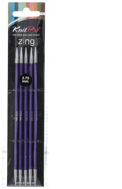 KnitPro Zing sokkennaalden 15cm Lang - 3,75mm dik