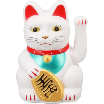 Chat porte-bonheur décoratif de 10 cm, agitant la main, chat accueillant, pour la maison, le bureau, ornement, cadeau, doré blanc