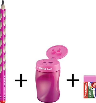 STABILO school set EASYgraph voor rechtshandige kinderen (potlood + slijper + gom) - roze assortiment