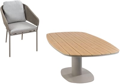 Tuinset Brindsi/Tower | 8 personen | Deens ovaal 260 cm | Rope & Tecon Teak