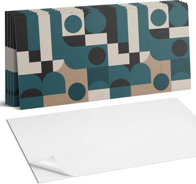 Coloray Plaktegels - Abstracte vormen en vormen Wandtegel Zelfklevend - 60 cm x 30 cm - Turkoois Plaktegels - 6 stuks - Rechthoek PVC Tegels - Plaktegels Keuken - Zelfklevende Vloertegels Badkamer - Vinyltegels Vloer Zelfklevend - Portugese Tegels