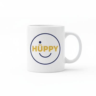 Hüppy Smiley Koffiemok – Minimalistisch Happy Face Design Mok 330 ml | Positieve Vibes Cadeau voor Dagelijks Gebruik
