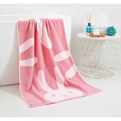 Volwassen Katoen Cartoon Badhanddoek 70 * 140cm Zachte Absorberende Konijn Badhanddoek Is Verkrijgbaar in Meerdere Kleuren 70*140cm roze