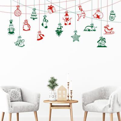 Kerststicker, sprookjesachtige kerstslinger - zelfklevende kerststickers - feestdecoratie - 90x210cm