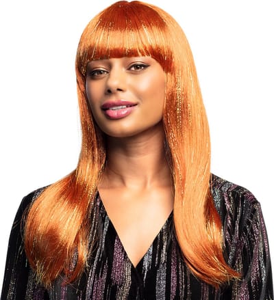 Boland - Pruik Grace glitter koper Bruin - Steil - Lang - Vrouwen - -