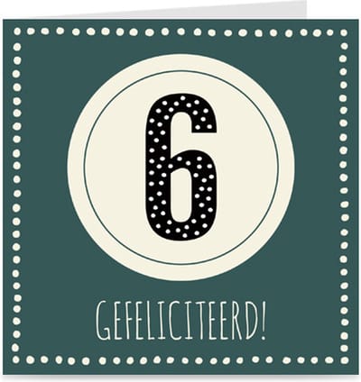 Verjaardagskaart met leeftijd voor kinderen | CIRKEL | 6 jaar | kaart met envelop | jongen / meisje
