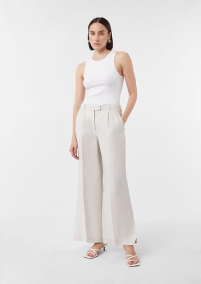 Marlène Stijl Linnen Pantalon Met Splitten Dames COMMA