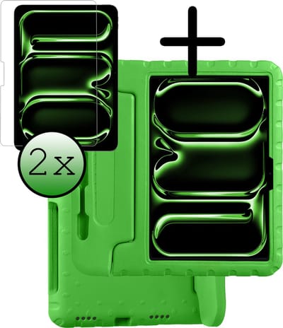 Hoesje Geschikt voor Apple iPad Pro (2024/2025) - 11 inch - Met 2x Screenprotector - Kinderhoes Shockproof Bumper - Kidsproof Case - Tablet Hoes - Kinder Hoes Cover - Groen