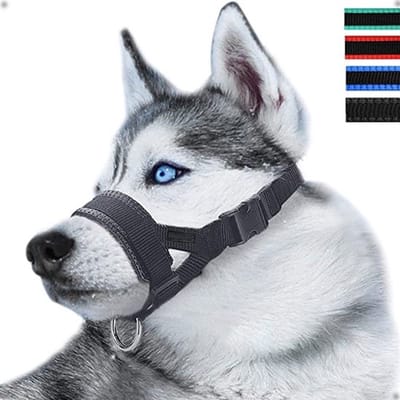Muilkorf Honden - Snuit - Verstelbare nylon snuit voor honden - anti-blaf anti-bijt snuit - Zwart L