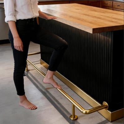 Voetrail Kit - Bar Ondersteuning - Comfortabel Rusten - Onderbouw Installatie - Standaard 1 Meter - Zwart