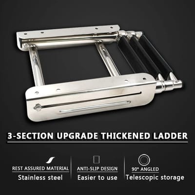 Telescopische Ladder - Uittrekbare Vouwladder - Veilig Klimmen - Roestvrij Staal 316 - 330 pond draagkracht - Zilver