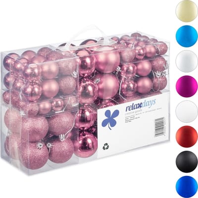 Kerstballen - set van 100 - plastic - roze