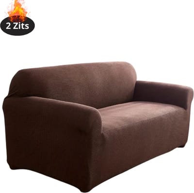 Livano Bankhoes - Bankbeschermer - Stretch - Sofa Cover - Effen - Donker Koffie- 2 Zits