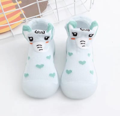 Anti-slip babyschoentjes - Soksloffen - Eerste loopschoentjes van Baby-Slofje - Groen olifant maat 22/23