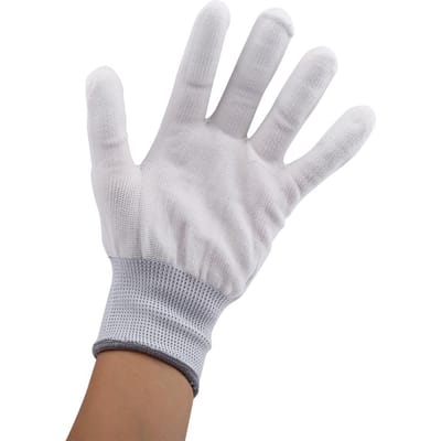 1 Paire Gants Antistatiques Antidérapants Partie Doigts Enduite PU (L) white