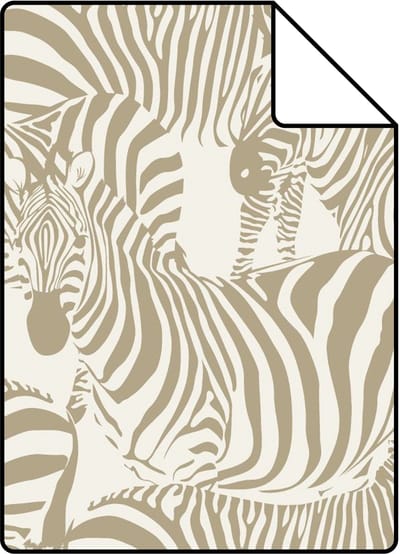 Proefstaal ESTAhome behang zebra's donker beige - 26.5 x 21 cm - 132211-S