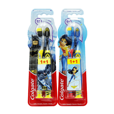 Colgate Batman & Wonder Woman Zachte Kindertandenborstel - 2 stuks - Assorti