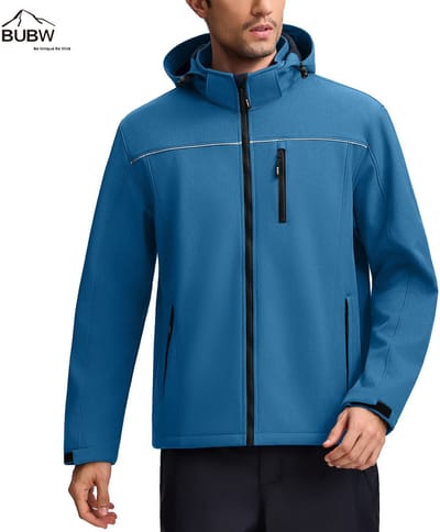 BUBW Heren Outdoorjas - Outdoorjassen - Outdoor Jas Heren - Waterdicht & Ademend - Warme Fleece Voering - Winddicht - Blauw - Maat M